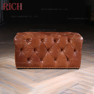 หนัง Ottoman คุณภาพผู้ผลิตสำหรับหนังม้านั่งหนัง Faux ออตโตมันปุ่ม Tufted เท้าสตูลสตูลวินเทจ - Product Image 2