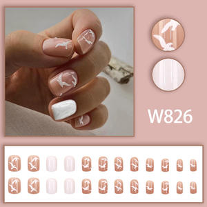 W826 2025 Europe et Amérique Carré blanc Mouette Mode Simple Douce Jeune Fille Polyvalent pour Usage Quotidien Mignon Nail Tips - Product Image 2