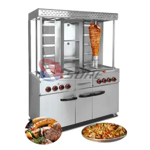 Usine vente en gros Shawarma Machine à gaz Doner Kebab Machine à Kebab avec armoire