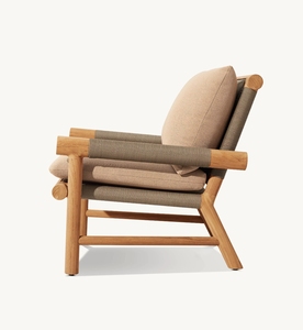 LINDON Modern Design Fields <b>Cane</b> Chair Teak Rattan Lounge Chair Outdoor Fabric Cushion Living Room Home Furniture Armchair - Product Image 4