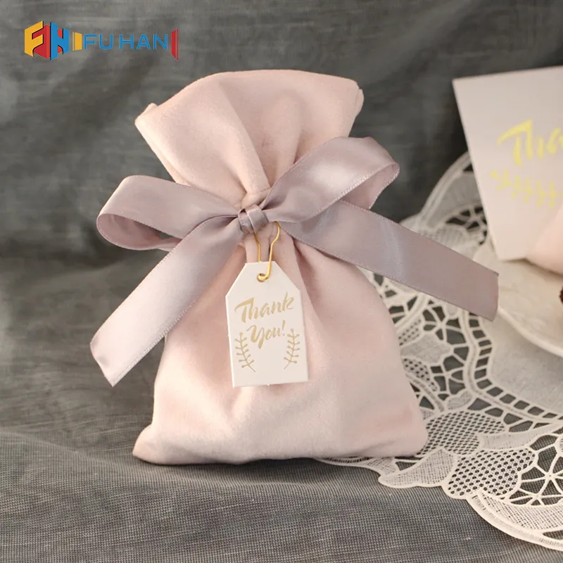 Kleine Roze Strik Mooie Cosmetische Verpakking Bag Wedding Gift Bag Koord Velvet Sieraden Pouch