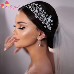 Accessoires de cheveux de mariée BELLEWORLD accessoires de bijoux en cristal de strass accessoires bandeaux de mariée <span class=keywords><strong>africaine</strong></span> femmes bandeaux coiffure - Product Image 2