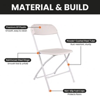 Chaise pliante en plastique empilable moderne pour intérieur/extérieur, pieds en métal, hauteur réglable, garantie 1 an - Jardin, écoles, parcs, événements