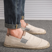 Petite personnalisation quantité minimale de commande semelle en jute espadrilles pour hommes sans lacet chaussures en toile