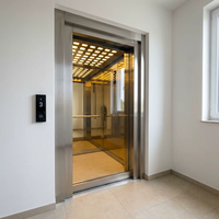 Ascenseur de luxe pour maison avec finition miroir doré et affichage numérique des étages, pour villa moderne, ascenseur résidentiel