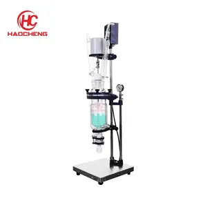 Haocheng Double Layer Kaca Borosilikat Tinggi Reaksi Ketel dengan Reaktor Agitator