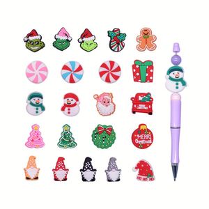 Christmas Beaded Pen Charms - DIY Fun Cartoon Pen Accessories for Promotional Gifts - Product Image 1