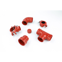 Coude en fonte ductile rainuré homologué UL FM, en stock, pour raccordement de tuyauterie