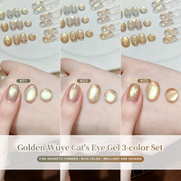 Vernis à ongles gel effet œil de chat feuille d'or automne-hiver 3 couleurs, Nouveauté 2026, Gel à ongles œil de chat doré à effet flash lumineux, nécessite une lampe UV pour sécher