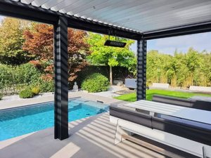 Pérgola y Gazebo de Exterior de PVC y Aluminio <span class=keywords><strong>con</strong></span> Techo Rígido Impermeable, <span class=keywords><strong>con</strong></span> Control Remoto LED para Jardín, <span class=keywords><strong>Terraza</strong></span> y Patio Trasero - Product Image 2
