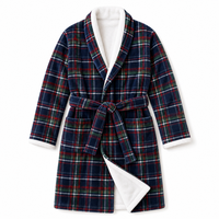 Peignoir personnalisé imprimé, extérieur blanc doux, intérieur en polaire, col châle, marque privée, robe de chambre saisonnière pour homme