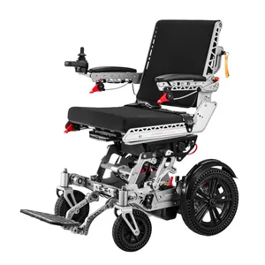 Folding High Power Motor Electric Wheelchair Aluminum Alloy Foldable Electric Wheelchair With Lithium Battery