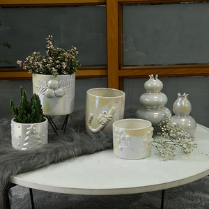 Pot de fleurs moderne en porcelaine blanche pour la maison, pour les succulentes et la décoration de jardin - Product Image 1