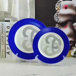 Vente flash - Ensemble de 4 assiettes en porcelaine fine de luxe nordique bleu pour les restaurants, comprend des plats et des assiettes avec des boîtes cadeaux - Product Image 3