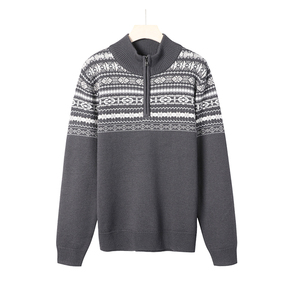 Suéter de Punto Personalizado para Hombre, Invierno, Manga Larga, con Logotipo Bordado, Sudadera de Punto con Cierre de Cremallera - Product Image 2