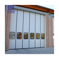 Porte pliante industrielle en acier thermiquement isolée, grande, coupe-vent, automatique, à panneaux accordéon, à ouverture horizontale