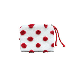 Borsa portaoggetti morbida in peluche da donna, portatile, carina, ecologica, in lana a pois, borsa da viaggio per cosmetici, borsa per il trucco in lana d'agnello - Product Image 4