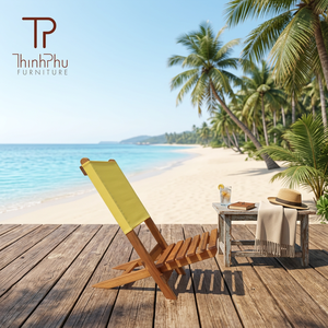 Chaise de plage portable de luxe moderne en pin massif, best-seller - Design contemporain, imperméable, légère, pour usage extérieur - Product Image 4