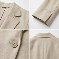 Blazer en lin lyocell durable personnalisé pour femme, veste de costume tissée unie, vente en gros, sur mesure, minimaliste, boutonnée, anti-rétrécissement, simple boutonnage