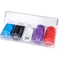 Porte-plateau de jetons de poker porte-jetons de poker en acrylique transparent avec couvercle vitrine de stockage de jetons pour Texas Hold'em Blackjack Gambling