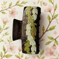 Pince à cheveux tendance en acétate à imprimé floral vintage, motif rose style Hawaï, taille moyenne, pour chignon femme