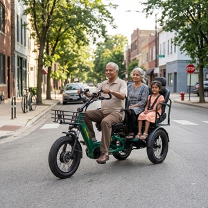 Tricycle électrique pour adultes et seniors, carrosserie ouverte, vélo électrique à <span class=keywords><strong>3</strong></span> <span class=keywords><strong>roues</strong></span> avec batterie amovible 152AH, jusqu'à 50 km/h - Product Image 3