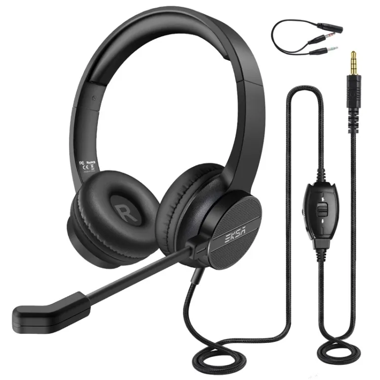 Hot 3.5mm Head-mounted Noise Reduction Wired Headset with Microphone