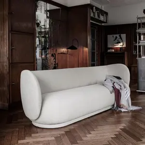 Talian design-sofá con forma curvada de Sherpa, conjunto completo de espuma de terciopelo