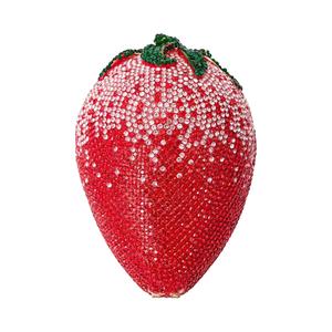 Bolso de mano de cristal con diamantes de imitación de fresa para mujer, deslumbrante bolso de noche con cadena desmontable para citas y Navidad - Product Image 1