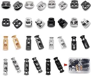 Pcs Styles Alloy <b>Toggle</b> Stoppers Single Double Hole Spring Loaded Stop Sliding Cord Fastener Locks <b>Buttons</b> For Backpacks Shoelac - Product Image 1