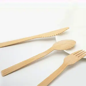 Tùy chỉnh sinh thái thân thiện phân hủy sinh học dùng một lần tre gấp ngã ba nhựa muỗng dao Kit compostable Flatware Bộ