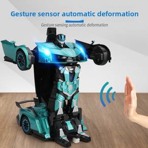 Coche Teledirigido 2 en 1 con Música, Luces, Sensor de Gestos, Robot de Deformación con un Solo Botón, Escala 1:12, Regalo <span class=keywords><strong>para</strong></span> Niños - Product Image 5