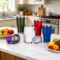 Offre Spéciale – Tasse de Voyage Isotherme en Acier Inoxydable 304 de 30 oz avec Poignée, Revêtement Poudré, Double Paroi Sous Vide
