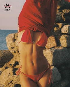 Maillot <span class=keywords><strong>de</strong></span> bain <span class=keywords><strong>2</strong></span> pièces <span class=keywords><strong>de</strong></span> luxe, couleur unie, avec nœud sur le côté, maillot <span class=keywords><strong>de</strong></span> bain pour femmes - Product Image 5