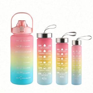 Lot de 4 Bouteilles d'Eau Sportives 4-en-1 Portables Demi-Gallon Anti-Fuite et Écologiques avec Logo Personnalisable, Paille et Cordon Inclus - Product Image 3