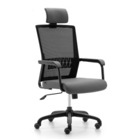 Chaise de bureau scolaire en maille à hauteur réglable, pivotante, avec appui-tête réglable en hauteur, inclinaison 90-125°, accoudoirs fixes en nylon, support lombaire ergonomique