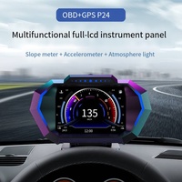 Jauge intelligente universelle OBD + GPS HUD P24 voiture OBD affichage tête haute HUD sur ordinateur de bord 12 types de langue HUD P24