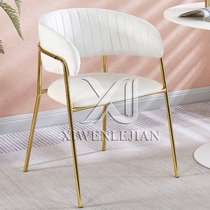 Nordischer Wohnzimmer-Esszimmerstuhl, weiß gepolsterter Hochzeitsstuhl für Empfänge, Stahlrahmen, Hotel-Party-Eventstuhl - Product Image 4