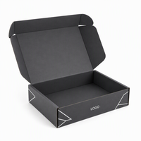 Individuelles Logo Luxuriöse Schwarze Versandbox Umweltfreundliche Wellpappe Recycelbare Versandverpackung für Kleidung Geschenke Bekleidung