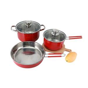 Nouvel arrivage : Ensemble <span class=keywords><strong>de</strong></span> casseroles en acier inoxydable rouge, surface antiadhésive, kit <span class=keywords><strong>d</strong></span>'<span class=keywords><strong>ustensiles</strong></span> <span class=keywords><strong>de</strong></span> <span class=keywords><strong>cuisine</strong></span> pour la préparation quotidienne <span class=keywords><strong>de</strong></span> la nourriture familiale, la restauration en plein air et la <span class=keywords><strong>cuisine</strong></span>. - Product Image 1