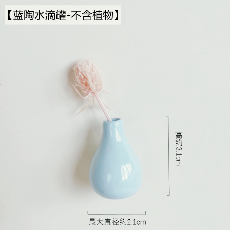 Super petit réfrigérateur aimant-pot de goutte d'eau en céramique bleue