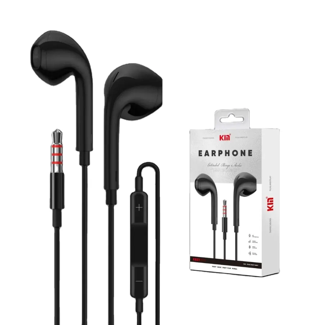 Fones de ouvido KM Factory 3.5mm com fio para celular, alto-falantes de cobre, malha ajustável de aço para ouvir música e fazer chamadas