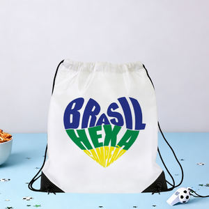 Personalisierte Werbetasche 210D Polyester Kordelzug Fußball-Event Weiße Turnbeutel für Sportwettbewerbe Fan-Zubehör - Product Image 1