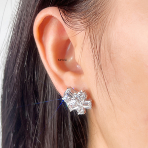 Pendientes de diamantes de oro blanco de 18 quilates Messi Jewelry MSE-834 para mujer - Product Image 4