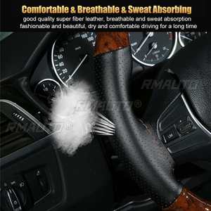 <b>Braid</b> on Steering Wheel Car Steering Wheel Cover With Needlework <b>Accessories</b> Microfiber Leather Diameter 38cm Steering Cover - Product Image 5