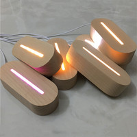 Base de lampe en bois massif avec éclairage LED 3D, support pour lampe de nuit 3D, socle pour lampe à illusion 3D, bases de lampe LED pour acrylique