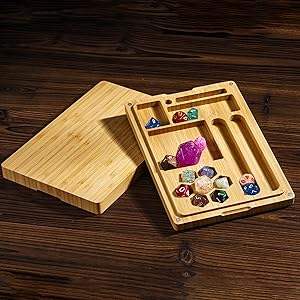 Plateau et boîte à dés en bambou pour jeux de table RPG Dungeons & Dragons - Product Image 4