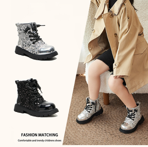 รองเท้าบูทแฟชั่นขายส่งสำหรับเด็ก รองเท้าลำลองแบบมีประกายสำหรับเด็ก ดีไซน์ใหม่ รองเท้าบูทซิปสำหรับเด็กผู้หญิงสำหรับฤดูหนาว - Product Image 2