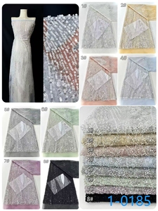 Nuovo arrivo tessuto ricamato a rete fiore di pizzo francese <span class=keywords><strong>dama</strong></span> all'ingrosso paillettes e tessuto di perline - Product Image 6