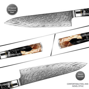 شيف دمشقي صلب عالي الجودة ، نصل مقاوم للصدأ بمقبض من الراتنج ، أدوات مطبخ بتخفيضات كبيرة - Product Image 3